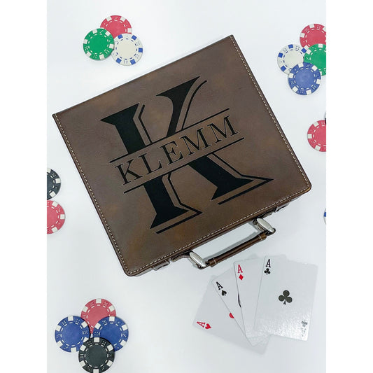 Leatherette Poker Set - Laser Engraved