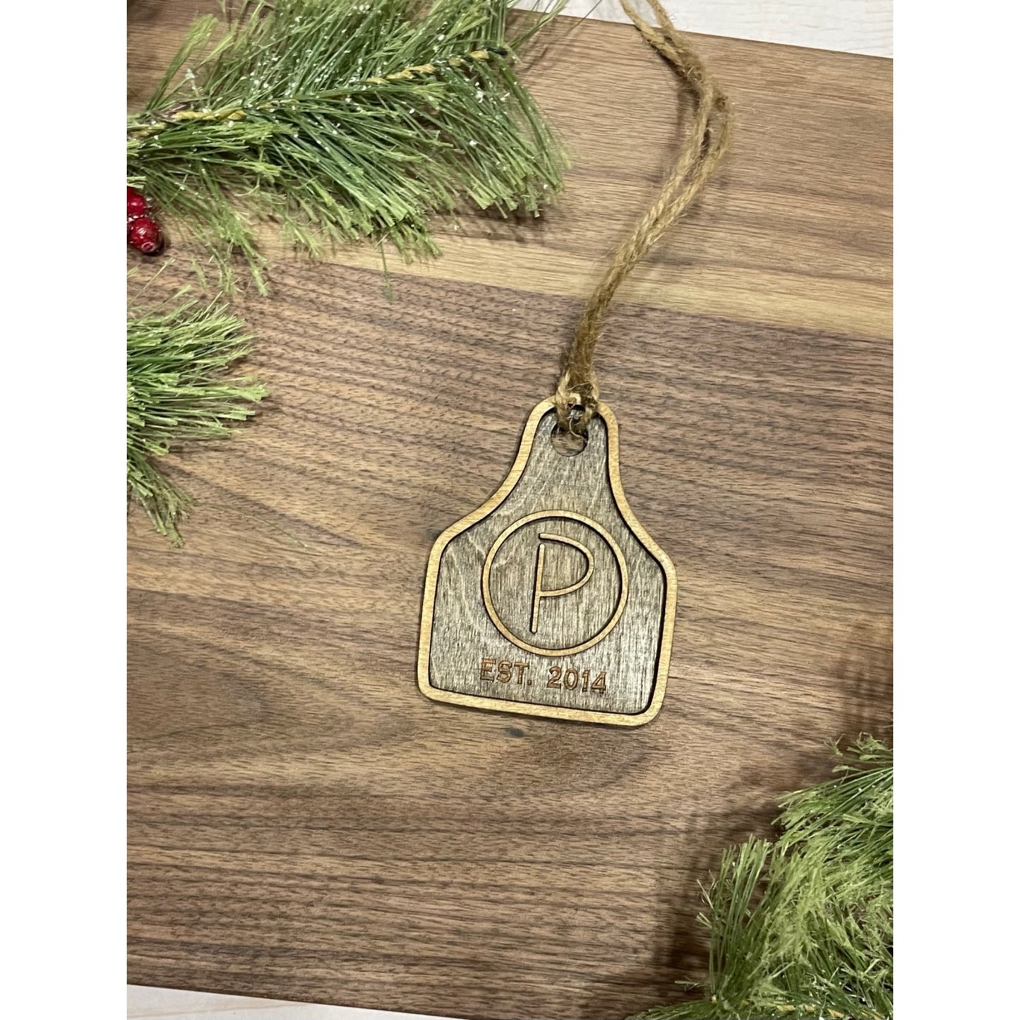 Merry Christmas Family Cattle Tag Ornament - Laser Engraved & Customized