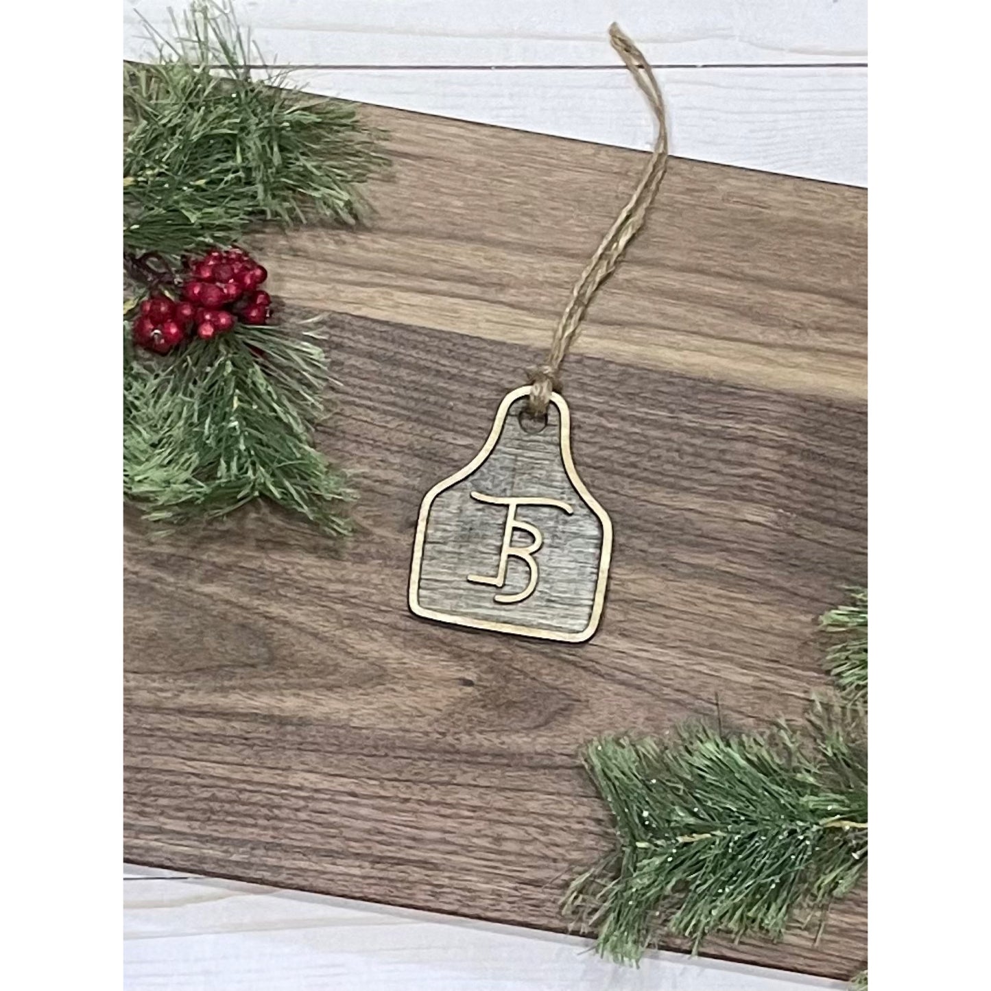 Merry Christmas Family Cattle Tag Ornament - Laser Engraved & Customized