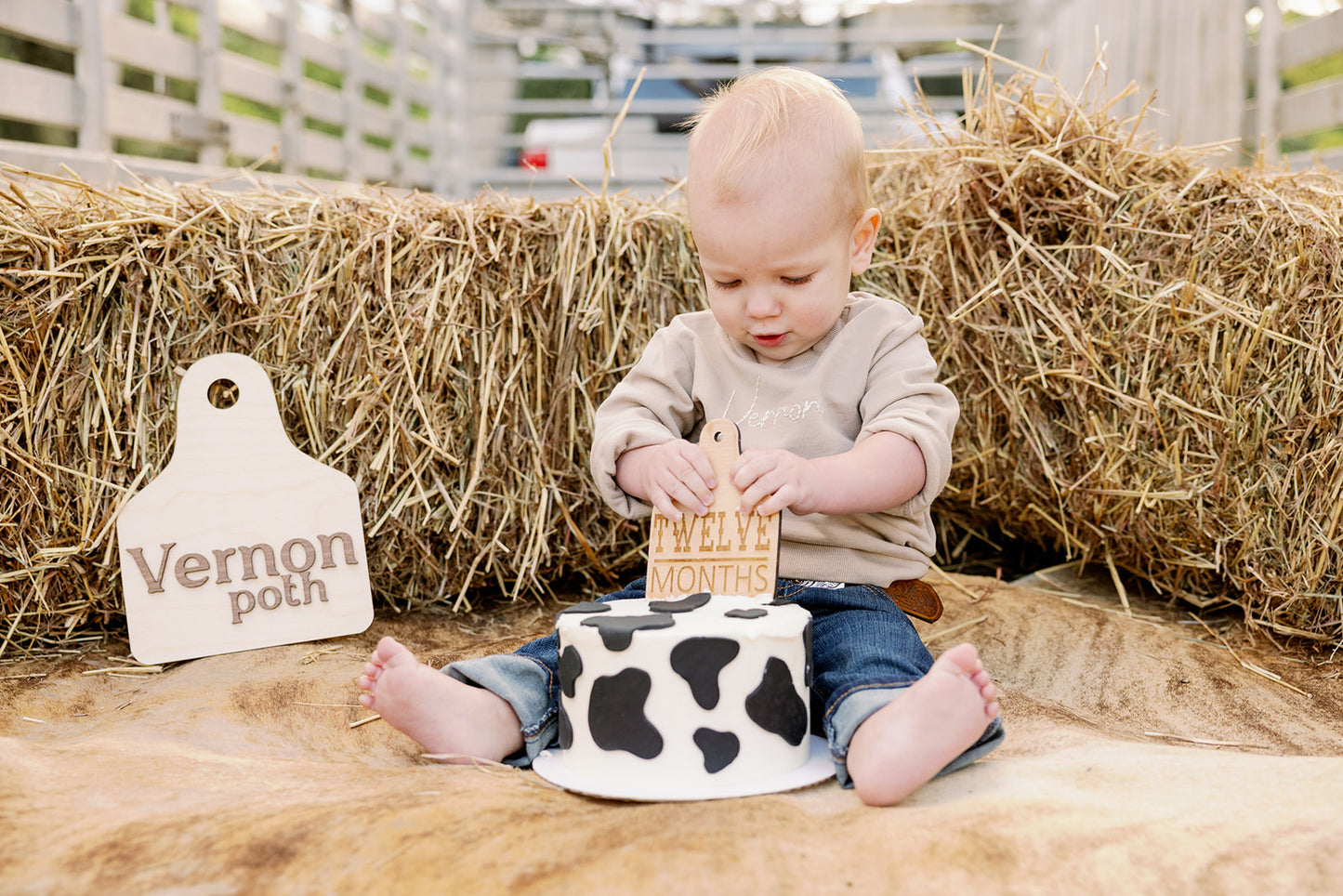 Western Baby - Cattle Tag Months Milestone Signs - Pregnancy Months