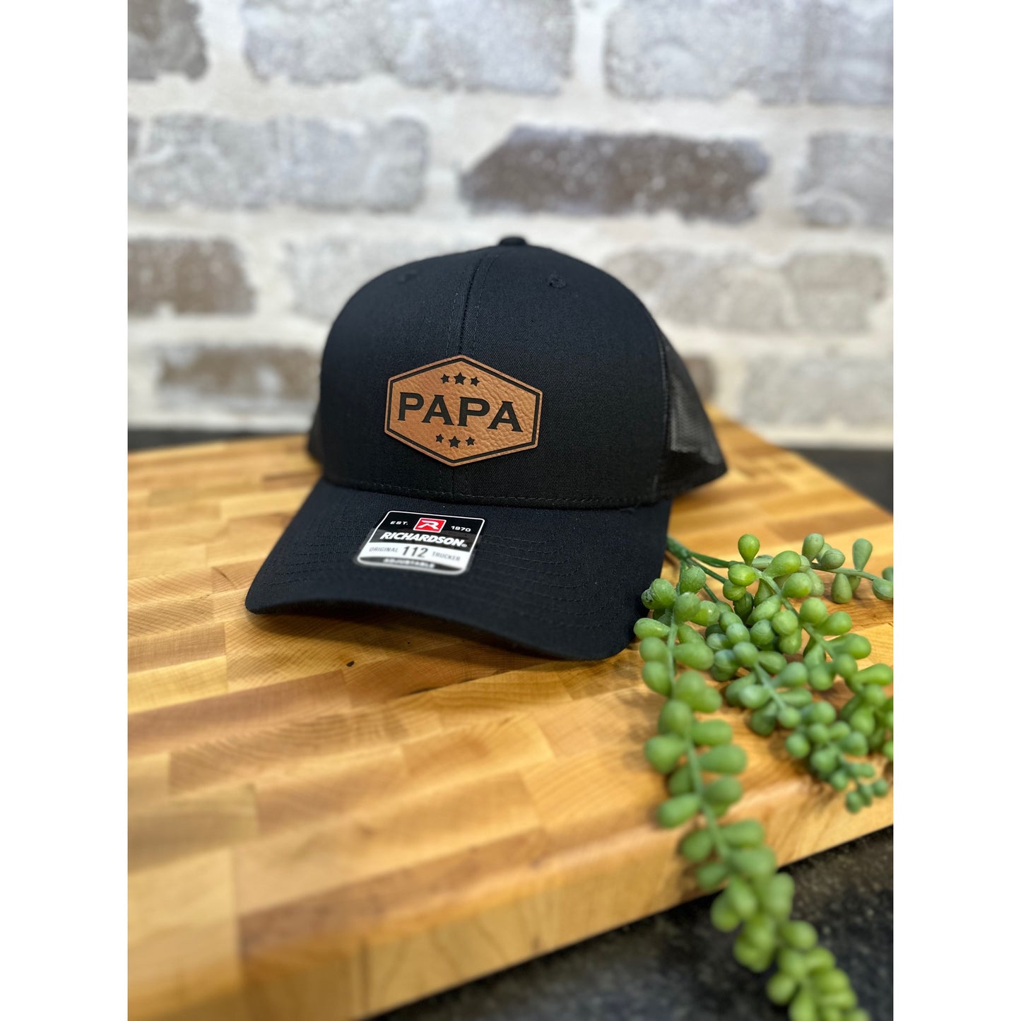 PAPA Cap - Die-Cut Leatherette Hat Patch - Richardson 112