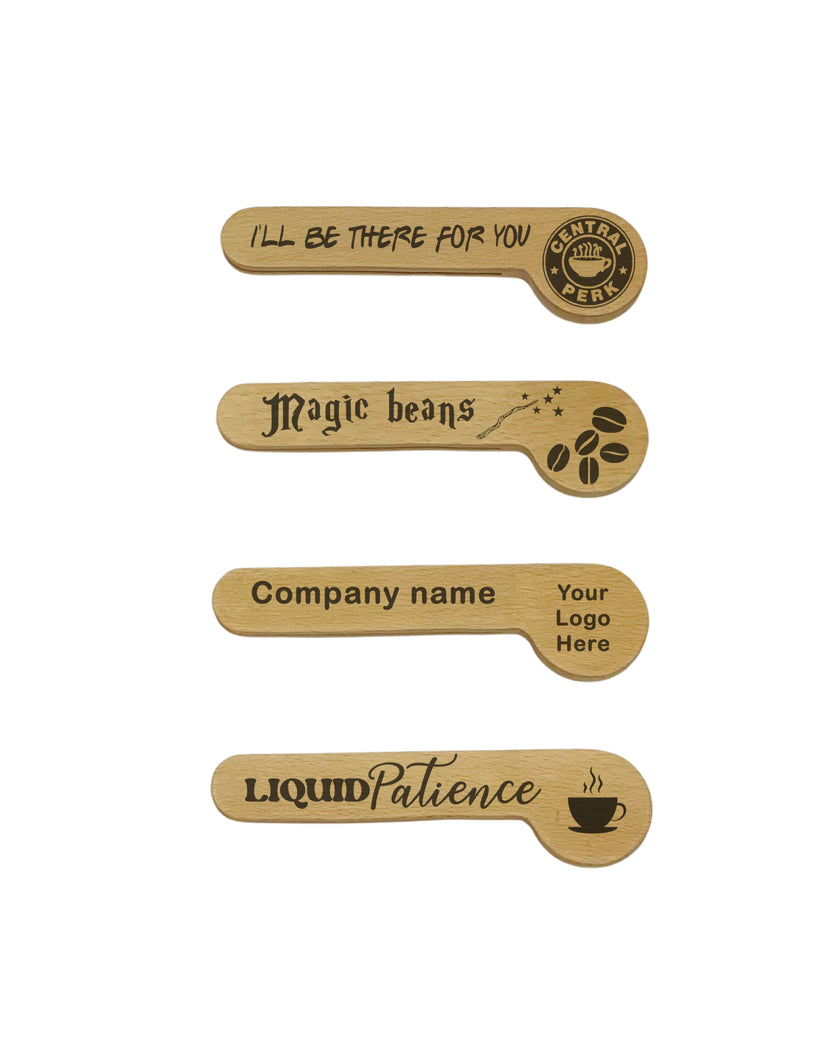 Let the Scoop do the Talkin' - Personalized Wood Coffee Scoop & Bag Clip - Laser Engraved