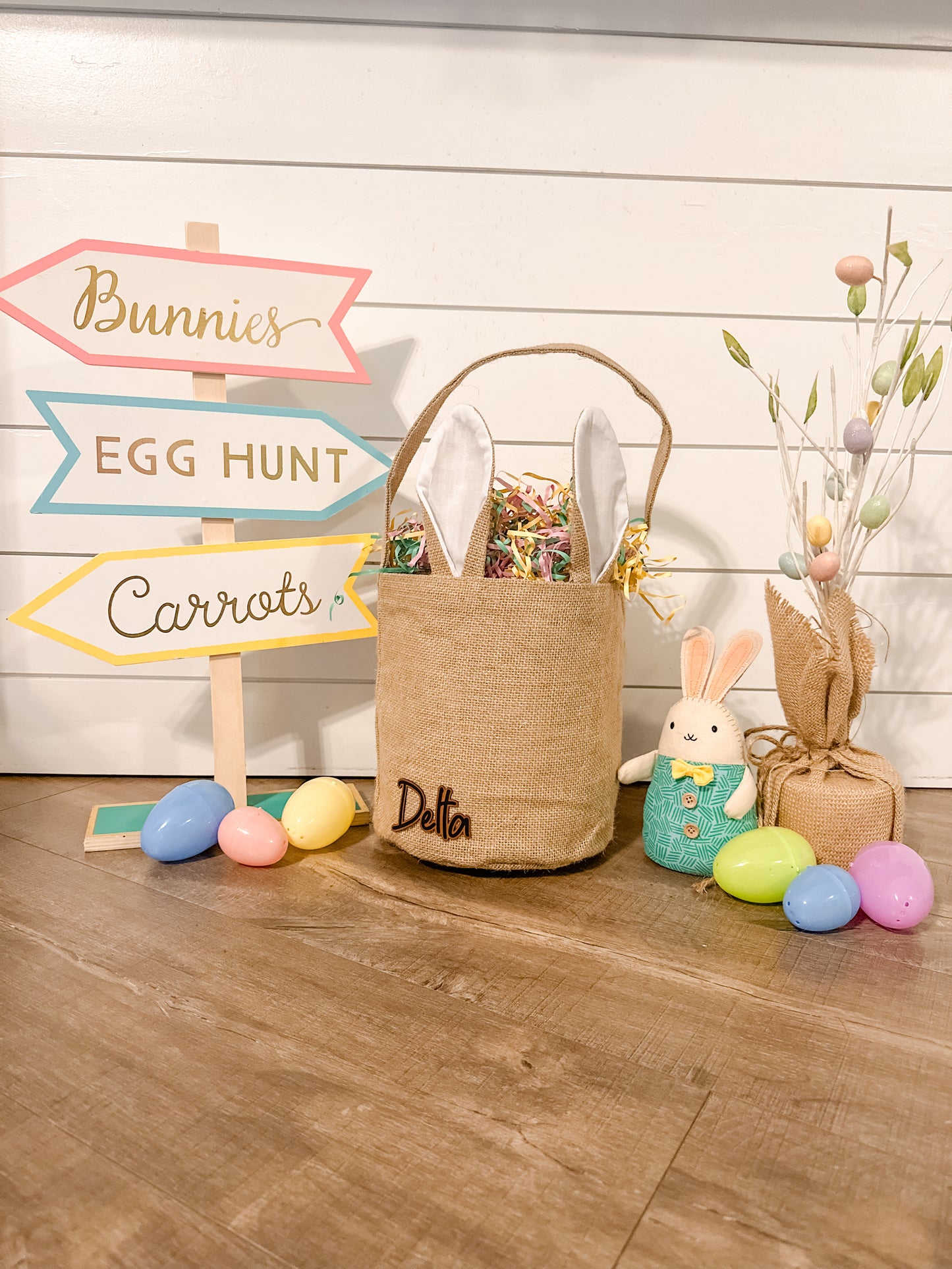 Custom Easter Basket - Personalized Engraved Leatherette Patch