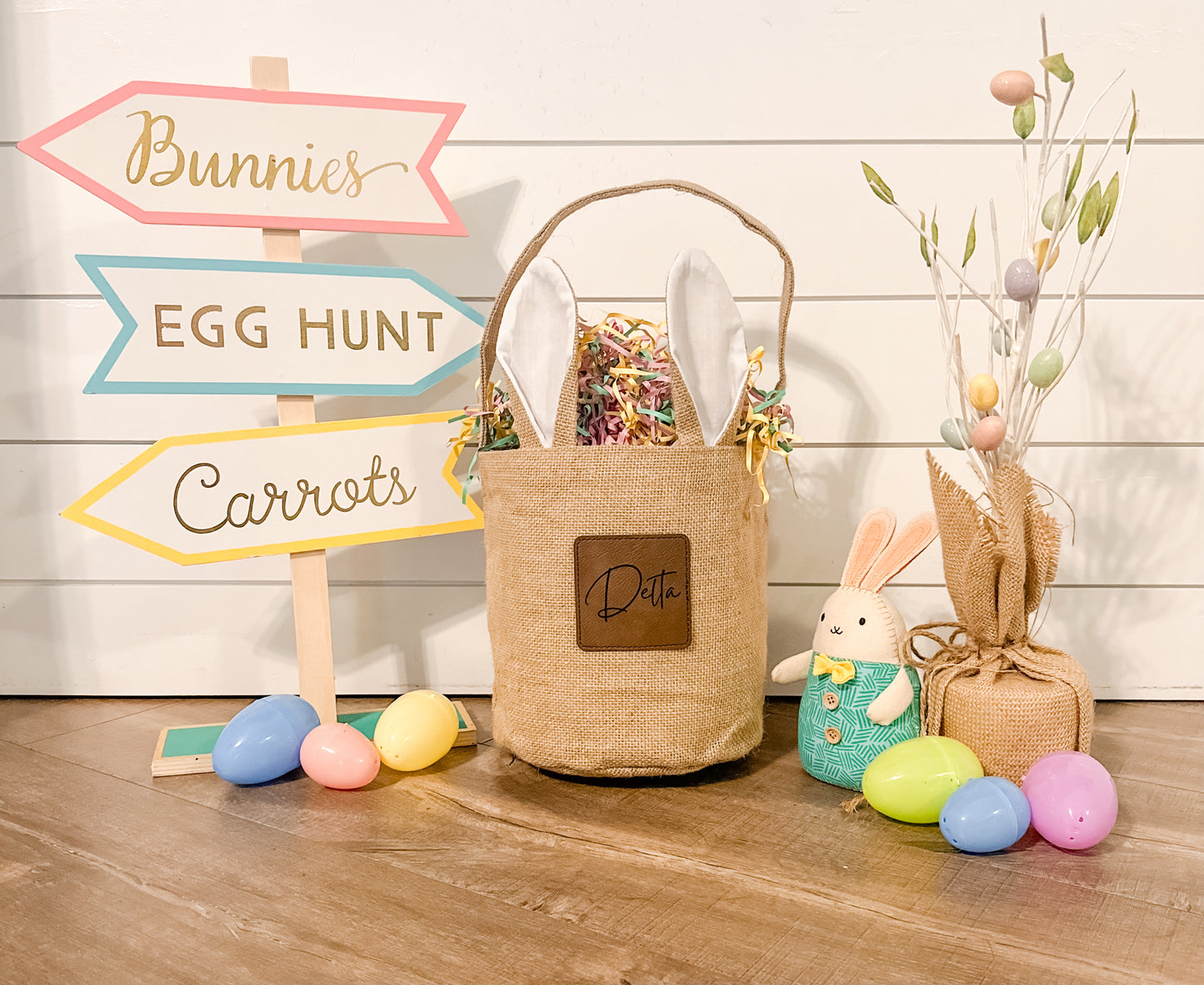 Custom Easter Basket - Personalized Engraved Leatherette Patch