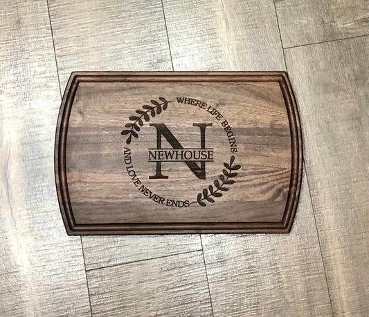 Walnut Personalized Cutting Board w/Juice Groove - 10½” x 16”