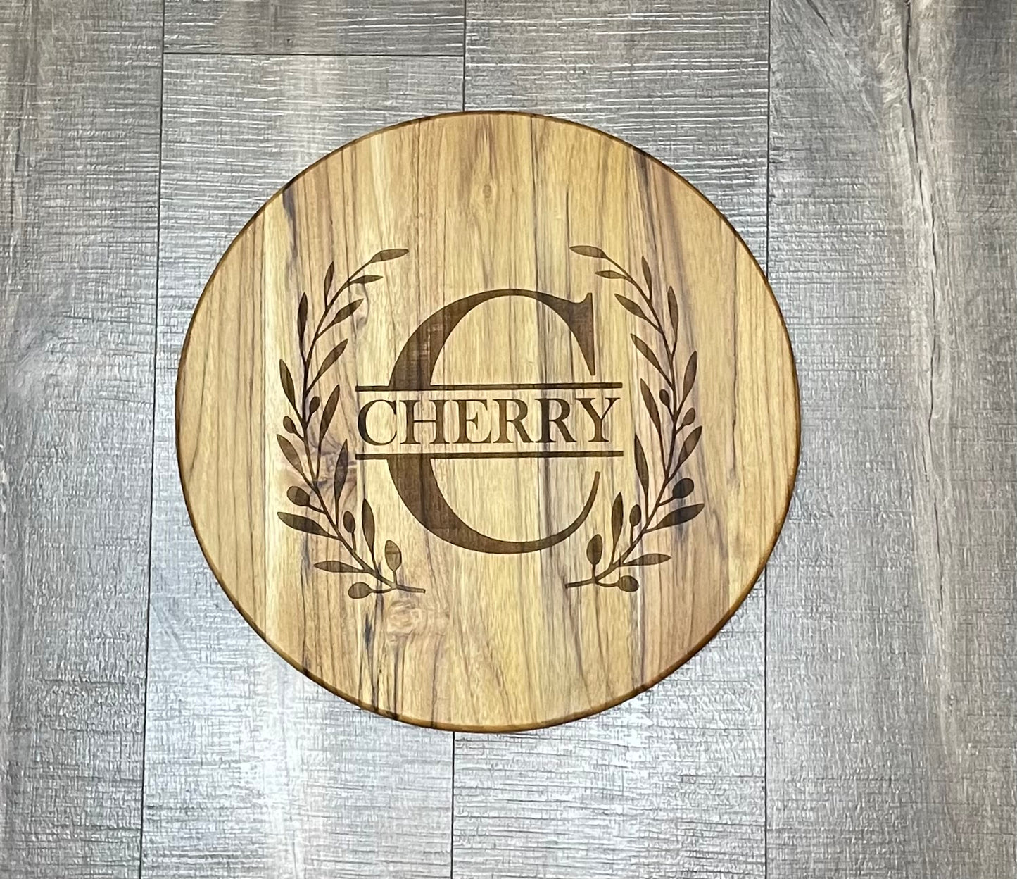 Teak Personalized Charcuterie Round Cutting Board - 15" x 1.25"